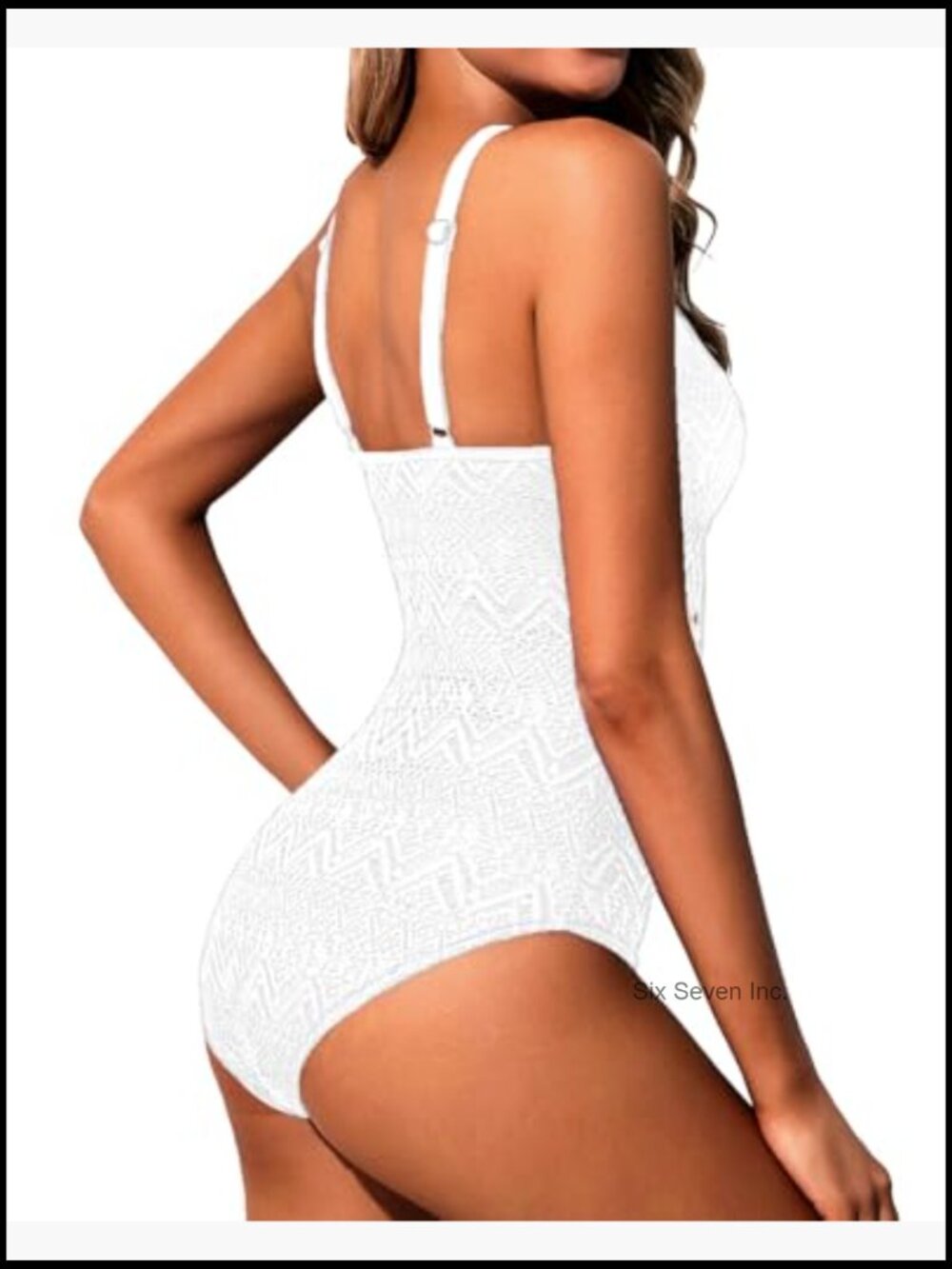 Crochet Tummy Control One Piece Swimsuit High Neck View 2